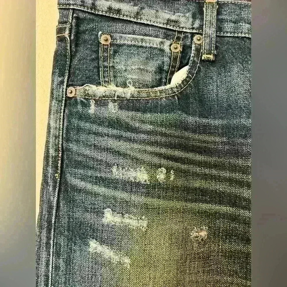 Moussy Vintage Straight Leg Denver Tapered Jeans in Dark Blue Size 28 - Picture 7 of 11